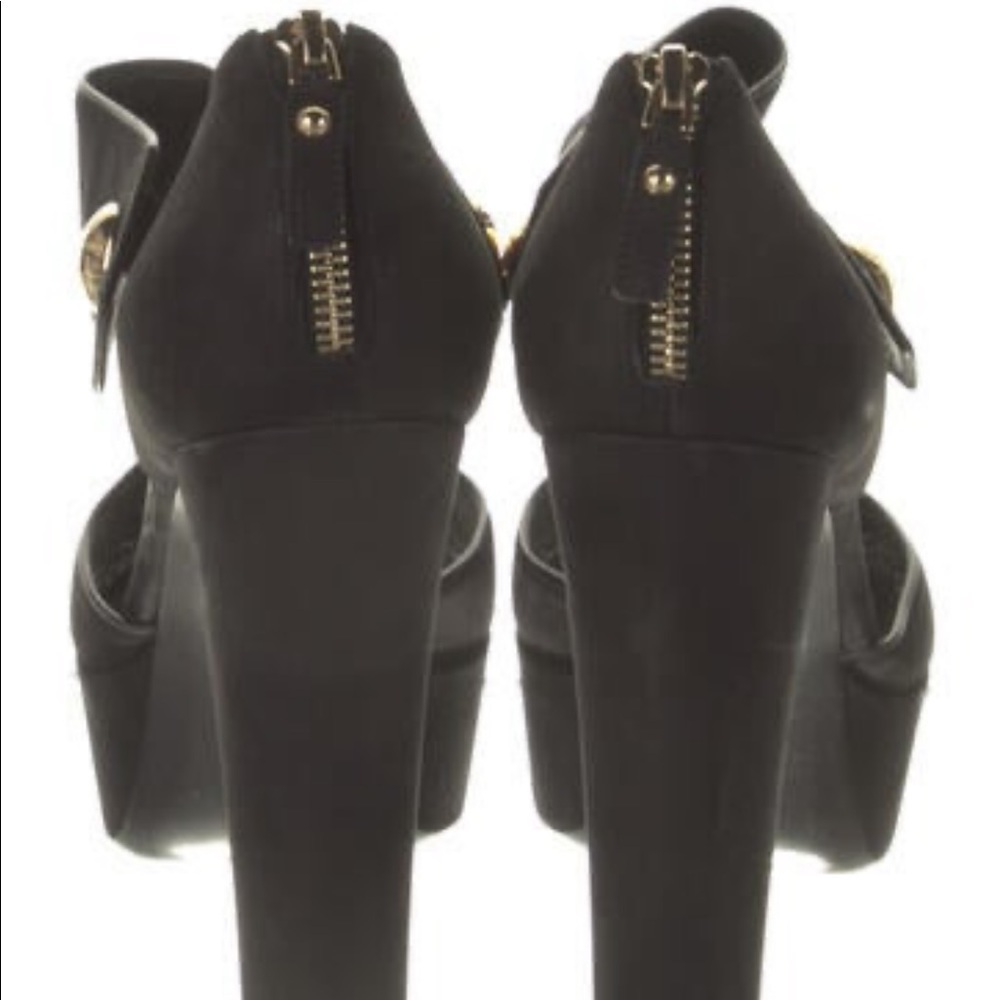 Louis Vuitton Nubuck Gold Button D’Orsay Platform Peeptoe Block Heel Sandal 41 - Picture 4 of 13